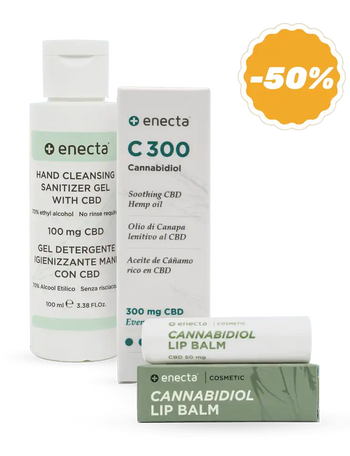 C300 Olio di CBD + igienizzante mani con CBD + Balsamo labbra al CBD