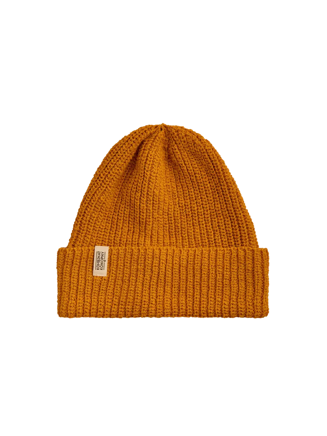 Cappello in canapa logo verticale - colore mostarda