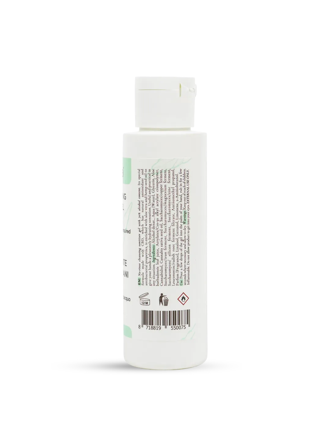 Gel igienizzante mani con CBD 100 ml - flacone e astuccio
