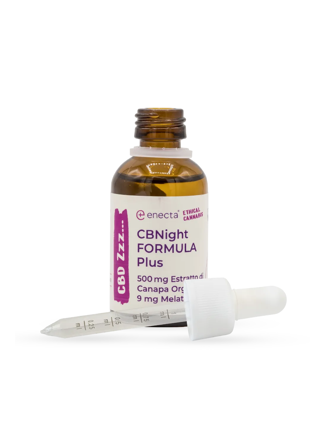 CBNight Plus 30 ml - flacone, vista laterale