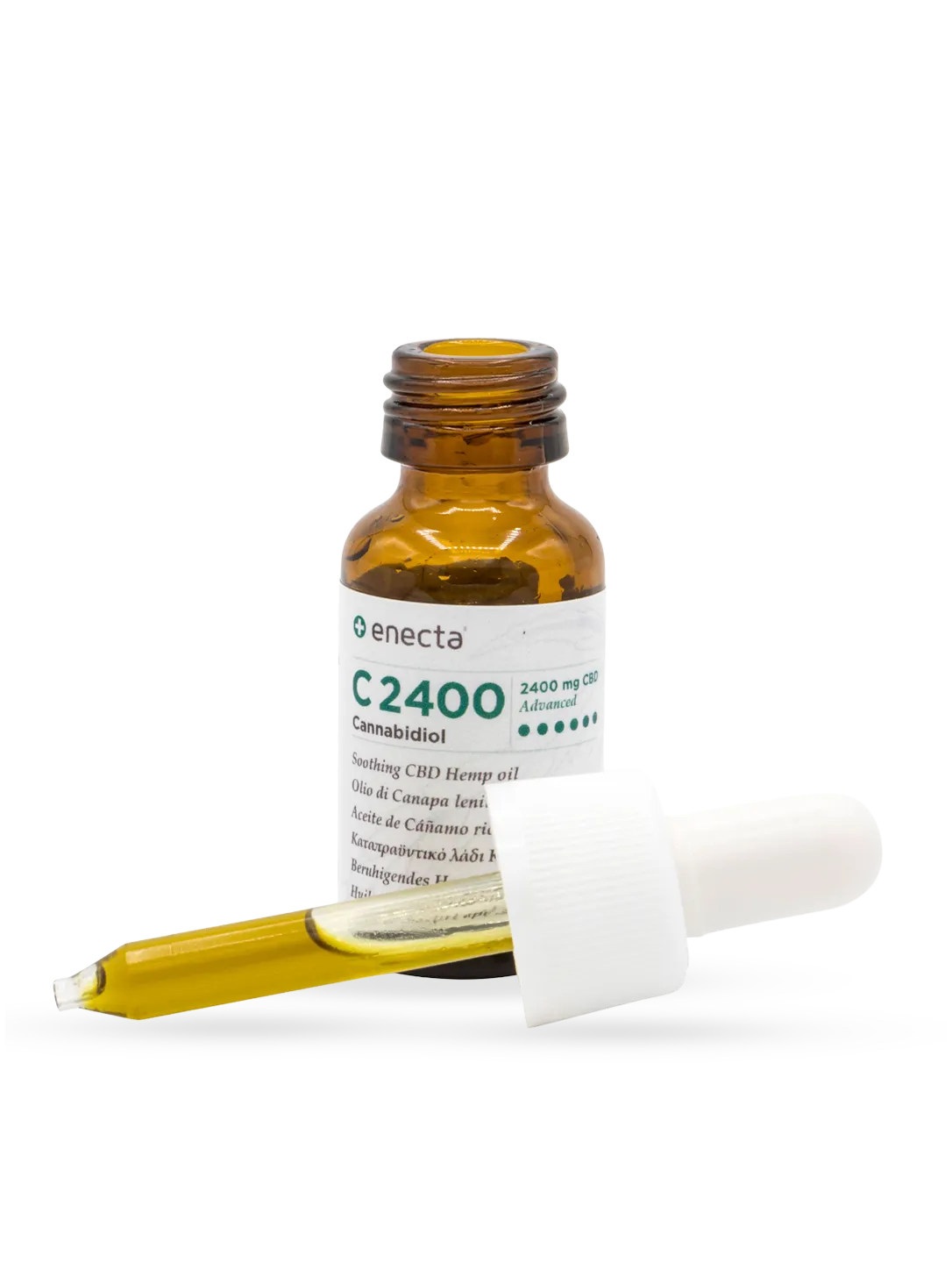 C2400 olio lenitivo CBD 24% 10 ml - flacone, vista laterale