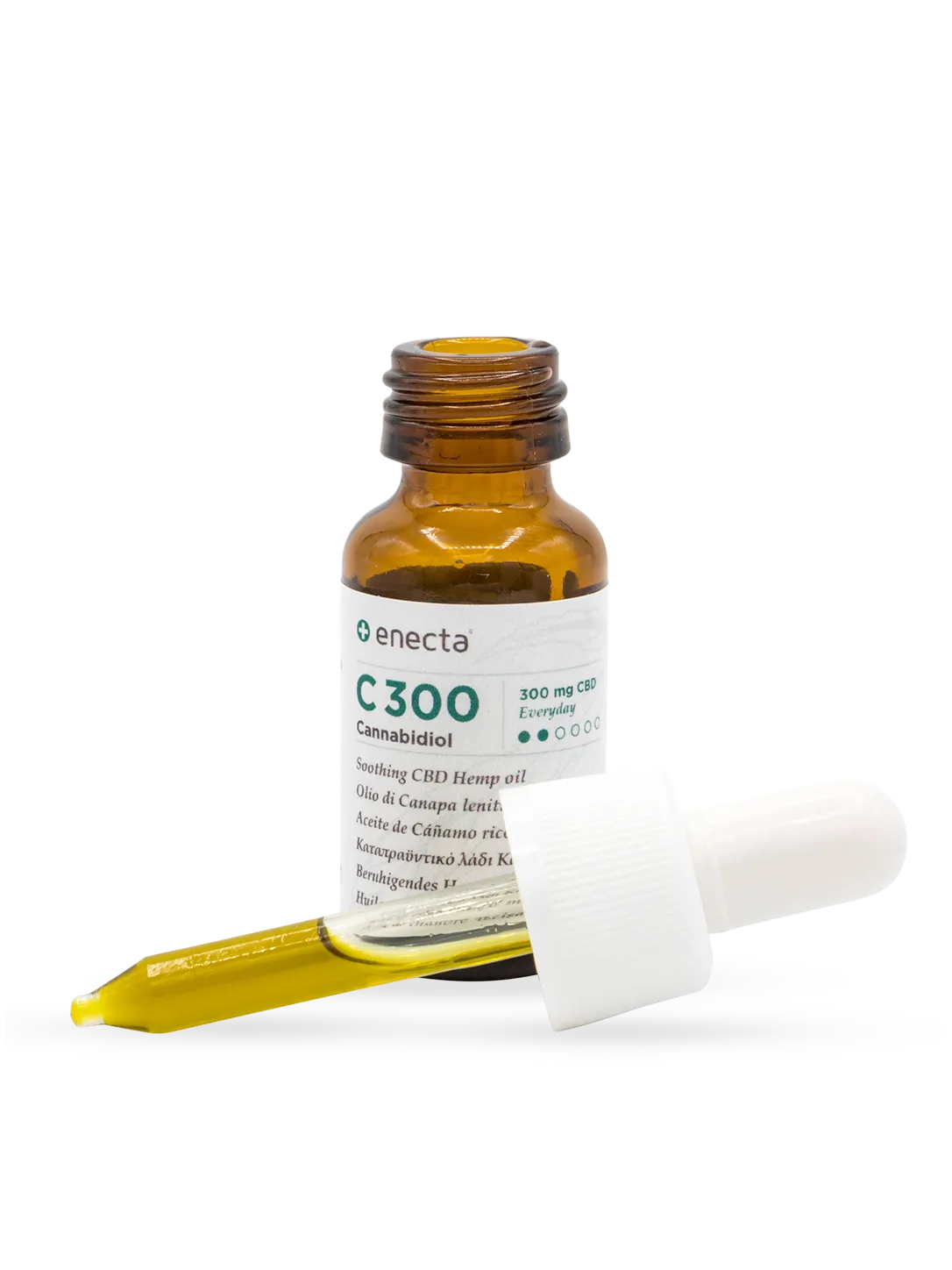 C300 olio lenitivo CBD 3% 10 ml - flacone, vista laterale
