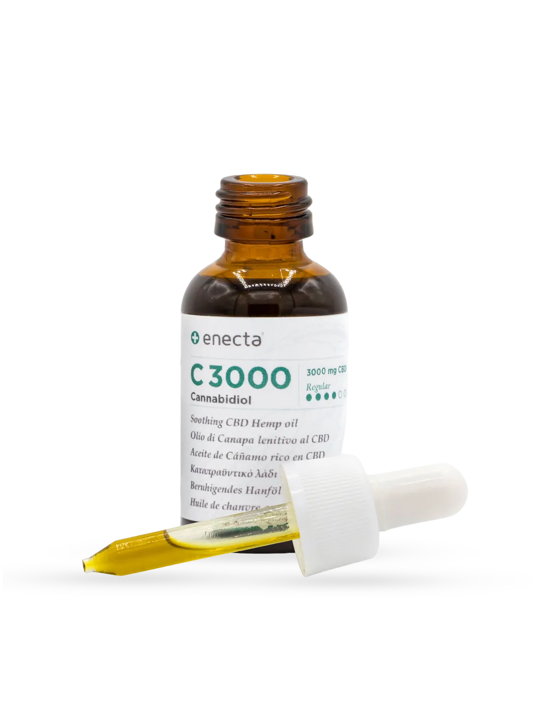 C3000 olio lenitivo CBD 10% 30 ml - flacone, vista laterale